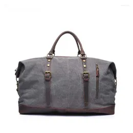 Duffel Bags Retro Style Men's Hanvas Travel Vintage Sverse Sag с кожаной ручкой путешествуйте по багажению повседневная трасса