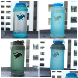 Water Bottles Manufactor Supply Food Grade Soft Kettle Tpu 750Ml Outdoors Collapsible Water Bottle Portable Sports Cup Whale Printing Dhaob