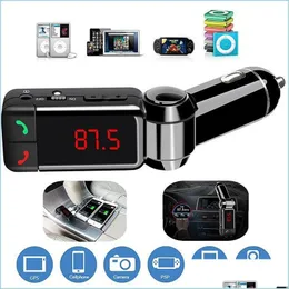 بلوتوث سيارة كيت سيارة بلوتوث 5.0 FM Transmitter Kit MP3 Modator Player Wireless O -Receiver Dual USB Charger 3.1a Drop D Dhjst