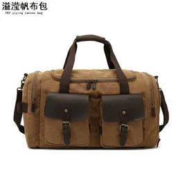 HBP Duffel Bags Travel Bag Men's Roof Luggage Bag Large Capacity Yoga Fitness Bag Long and Short Distance Travel Moving Canvas with Crazy Horse Skin 220920