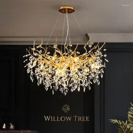 Candeliers French Luxury Branch Crystal American Dining Room Living Gold Led Teto 220V Designer Criativo Lâmpada