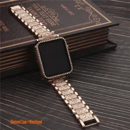 Bling Diamond Case Apple Watch Band 45mm 44mm 40mm 41mm 42mm 38mm IWATCHレザーキラキラSKELLYリストバンドブレスレットIWATCH SEシリーズ8 7 6 5 4女性用