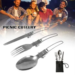 Folding Spoon Fork Knife Set 3 Pcs Foldable Stainless Steel Flatware Utensils Perfect for Camping Picnic Traveling