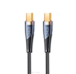 Kable PD 100W 66W 5A USBC do USB typu C Przezroczysty kabel 6A Szybka ładowarka Dane LED Cord Szybki ładunek 3.0 dla SUMSUNG S21 Huawei Xiaomi Poco Retail Box