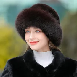 Basker kvinnor p￤ls hatt f￶r vinter naturlig mink ryska m￶ssa kvinnliga hattar 2022 varum￤rke mode varma m￶ssor