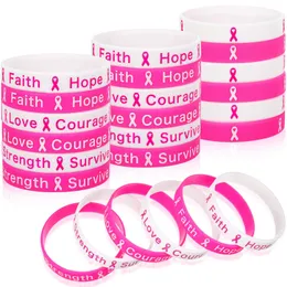 Breast Cancer Inspirational Silicone Bracelet Wrist Strap Hope Faith Courage