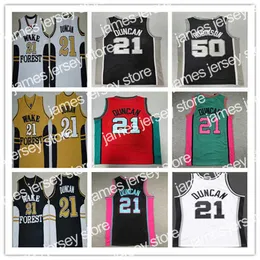 Баскетбольная одежда для колледжей Man Tim 21 Duncan Wake Forest Баскетбольные майки для колледжей Сшитые розовые, красные, зеленые, желтые, черные, белые, винтажные, Дэвид 50, Робинсон, размер Джерси