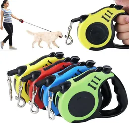 Dog Collars Pet Leash 3/5m自動格納式ナイロン耐久性のある小さな大きな犬歩行鉛ルーレット製品