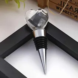 Wholesale Wedding Favors Creative Gifts Crystal Heart Alloy Wine Bottle Stopper Back Gifts For Guests Party RRA153