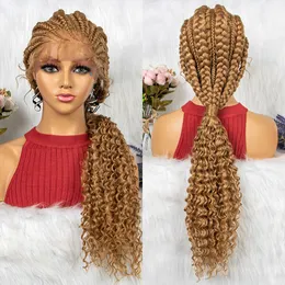 Blonde HD Lace Front Box Geflochtene Synthetische Perücken Haar Stylie 32 zoll Lange perücken para mujer BZ12