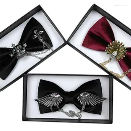 Bow Ties عالية الجودة ربطة عنق رفاهية للرجال Designer Brand Dress Press Bowtie Male حفل زفاف الفراشة مع مربع الهدايا PZ218