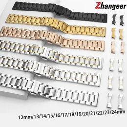 Watch Bands Curved End Band Stainless Steel Strap Metal Wristband 14mm 16mm 17 18mm 19 20mm 21mm 22mm 23 24mm Flat Interface 221024