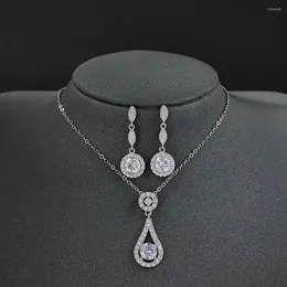 Necklace Earrings Set 2pcs Pack Moonso Multicolor Two Gifts Silver Color Zircon Drop For Women Wedding Jewelry J646