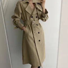 Women's Trench Coats Straight Double-breasted Outwear Autumn Winter High Street Long Coat Belt Elegant Overcoat Female Kurtki Wiosenne