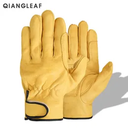 Cycling Gloves Driving Sport Men Safety Mechanic Working Glove Sheepskin Yellow White ather Industrial Work Whosa 527MY L221024