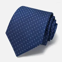 Papillon Cravatta da lavoro di alta qualità per uomo Moda formale poliestere seta blu navy 8 cm ampia cravatta abito cravatta con confezione regalo