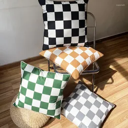 Pillow Cover 45 45cm Checkerboard Black White Plaid Decorative Pillows Soft Velvet Case Sofa Cojins