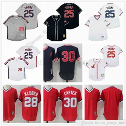 영화 Mitchell과 Ness Baseball Jersey Vintage 25 Jim Thome Jersey 28 Corey Kluber 30 Joe Carter 스티치 통기성 스포츠 판매 높이