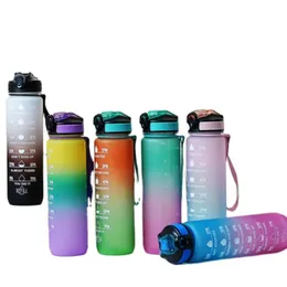 Bottiglia d'acqua alla moda a flusso rapido a tenuta stagna da 32 once con indicatore del tempo e filtro rimovibile per ricordarti di bere di più