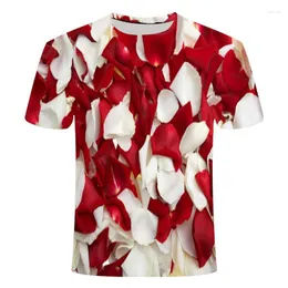 Erkekler Tişörtleri 2022 Yaz Gül Çiçeği 3D Desen Baskı T-Shirt Moda Kısa kollu rahat 3DT Gömlek P