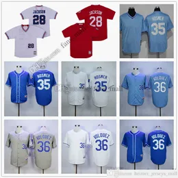영화 Mitchell과 Ness Baseball Jersey Vintage 36 Cam Gallagher Jersey 28 Bo Jackson 35 Eric Hosmer 스티치 통기성 스포츠 판매 높이