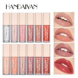 HANDAIYAN 12 Farben Lipgloss, leichter Lipgloss, Spiegel, Wasser, flüssiger Lippenstift, nicht klebende Lippen-Make-up-Kosmetik