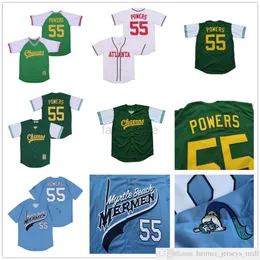 Mens Kenny Powers #55 Eastbound and Down Mexican Charros Kenny Powers Stitched High Quality Movie Baseball Jersey Green Blue Fast Shipping