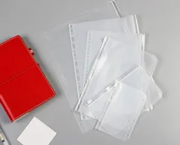 F￶rpackningsp￥sar med A4 A5 A6 A7 Klar stansade bindemedelsfickor f￶r anteckningsb￶cker 6 H￥l Dragkedja L￶st bladp￥sar PVC Notebook Inserts Organisera dokumentlagringsmappar