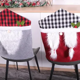 كرسي أغطية 1pc عيد الميلاد سانتا كلوز الأحمر السوداء السوداء مسند الظهر غطاء عيد الميلاد زخارف الحفلات الدعائم الحلي 500 سم