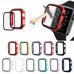 Full Screen Protector cases for iWatch 38mm 42mm 40mm 44mm 41mm 45mm Cover Frame PC Hard Case With Tempered Glass Film