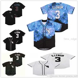 Beyzbol Formaları Şarkıcı 3 DJ Illenium Dikişli Jersey Gömlek Yüksek Kaliteli Beyaz Siyah Moda Versiyonu Elmas Edition