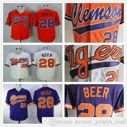 Maglie da baseball Clemson Tigers College 28 Seth Beer Home Road Away Arancione Bianco Camicie cucite al 100% Top Quanlity Spedizione veloce