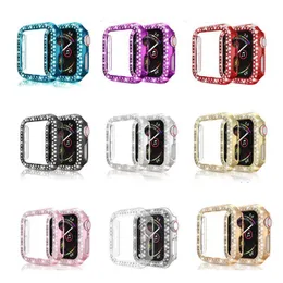 Caixa de p￡ra -choques de PC Double Diamond para Apple Watch 8 1 2 3 4 5 6 SE 7 Tampa de armadura PC