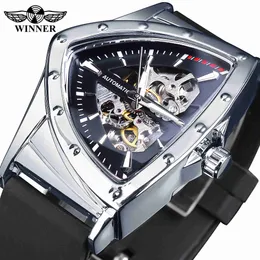 Vigilantes vencedores de punho Sports Sports Watches Men's Transparent Mechanical Trianical Triângulo Militar Automático Relógio com mãos luminosas