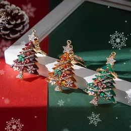 حفلة عيد الميلاد لصالح DIY Diamond Key Chain Xmas Tree Pendant Zinc Alloy Charm Hanging Pendants Home New Year Holiday Decorations JNA147