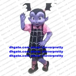ADS Vampire Girl Mascot Costume Purple Draculaura Rebellious Vampirina Adult Cartoon Character Outfit Suit Cute Lovable Art Festival zx2616