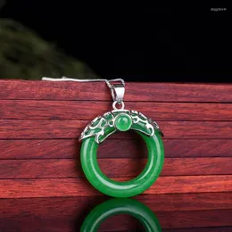 Pendant Necklaces Real Green Jade With 925 Sterling Silver Pendants Necklace Add Chain Jewelry