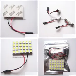 Dekoratif Işıklar LED Işık T10 Ba9s Festoon 5050CHIP 24SMD 12V Beyaz Renk Paneli Kubbe Tavan Damla Teslimat 2022 Mobiles Motosiklet256s