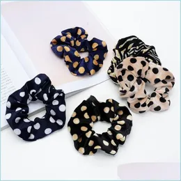 Hair Rubber Bands Dot Veet Scrunchie Hairband For Women Girls Elastic Hair Rubber Bands Accessories Headband Gum Tie Rope Ponytail H Dhhra