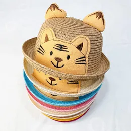 Bérets été printemps enfants garçons filles dessin animé mignon tigre visières pêcheur chapeau de paille chapeaux pêcheur enfants casquettes vêtements