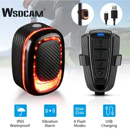 Alarm systems Wsdcam Anti-Theft Bike Alarm Remote Control Bike Taillight Bicycle Vibration Alarm Auto Brake Sensing Light Waterproof IP65 221025