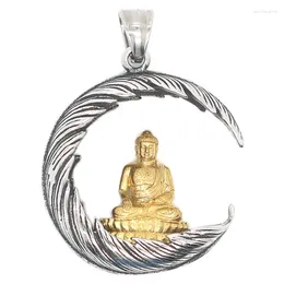 Pendant Necklaces Unisex 316L Stainless Steel Buddha Vintage Protect Lucky Free Chain