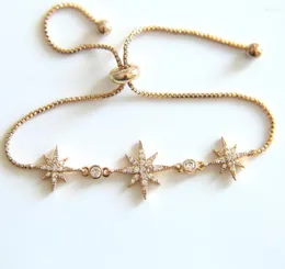 Link Bracelets High Quality Bling Luxury Sunbrust Star Chain Gold Silver Color 2022 Fashion Girl Women Jewelry Bracelet Bangle
