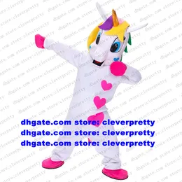 Mascot Costume Unicorn With Gold Horn Flying Horse Rainbow Pony Adult Cartoon Character Outfit Suit Hotel Pub Someone Inside CX4028