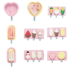 Baking Moulds Durable DIY Popsicles Tray With Lid Silicone For Homemade Easy Release Creative Cute Animals Shape Gift Wholesale