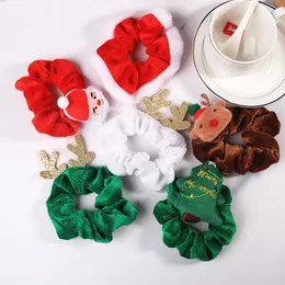 Baby Headbands Christmas Headdress Simple Lovely Cartoon Flannel Large Intestine Hair Circle Santa Claus Elk Tree Hair Ornaments Tie Head Rope Kids Accessories