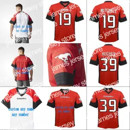 قمصان كرة القدم 2018 New Style Calgary Stampeders Jersey 19 Bo Levi Mitchell 39 Charleston Hughes 100 ٪ Titched Football Jerseys