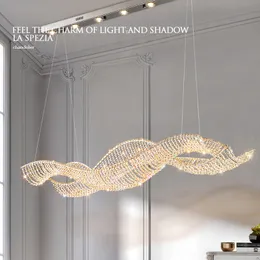 S kryształowe lampy wiszące nowoczesne liniowe lampki lampy lampy lampy amerykańskie lśniący spiralny spiralny kropla europejska luksusowa jadalnia wisząca lampa długość 120 cm