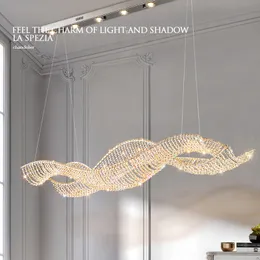 S Crystal Pendant Lamps Modern Linear Pendant Lights Fixture American Shining Spiral Droplight European Luxury Living Dining Room Hanging Lamp Length 120cm