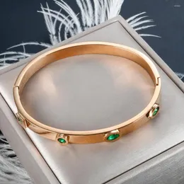 Bangle Zmfashion Luxury Crystal Emerald Bangles Vintage Cubic Zirconia Charm Armband Arvband f￶r kvinnor flicka fina smycken
